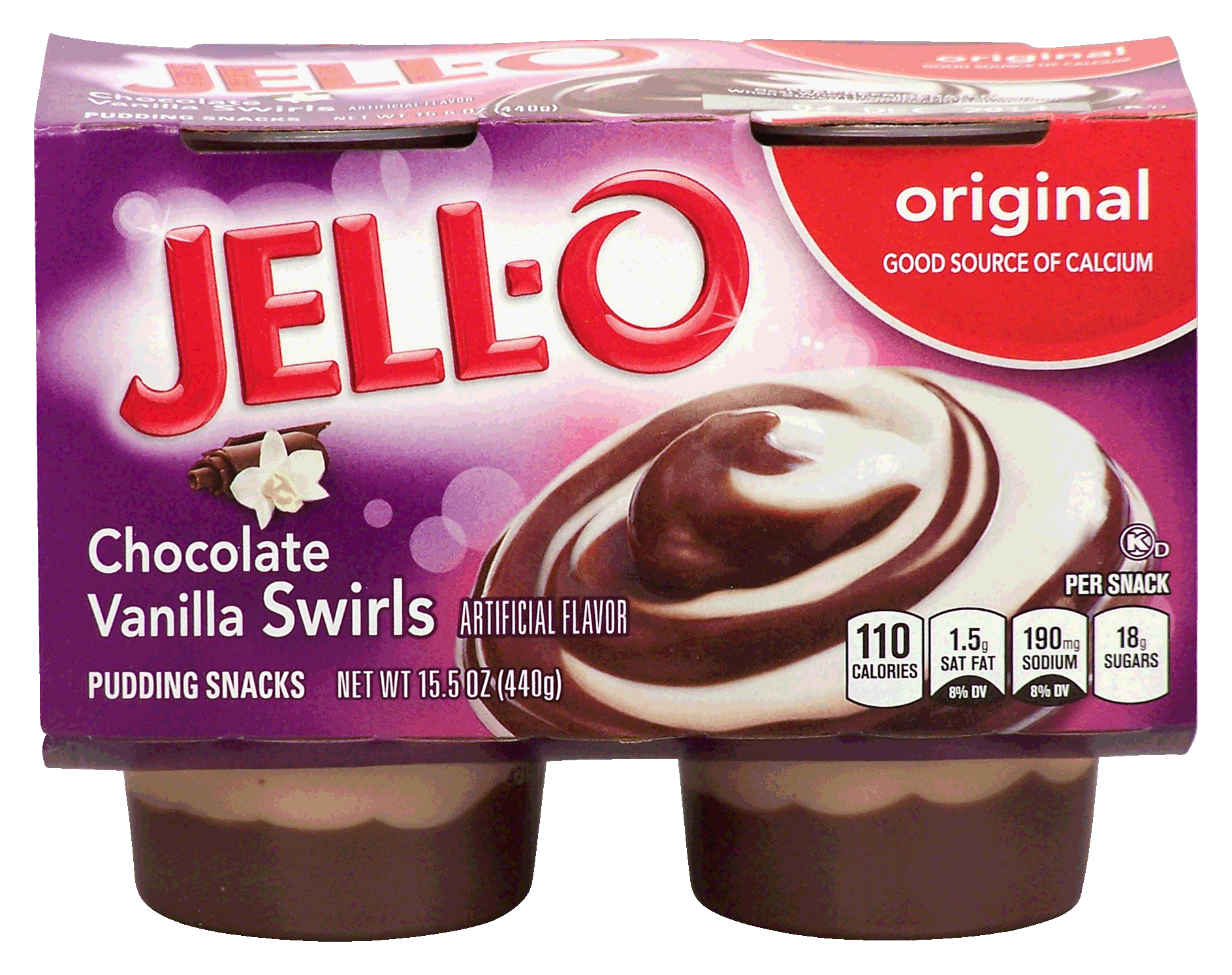 Jell-o  chocolate vanilla swirls pudding snacks, 4 cups, refrigerated item Full-Size Picture